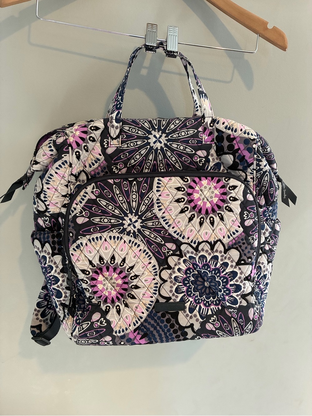 Vera Bradley Navy, Purple and Pink Quilted Floral Backpack Tote